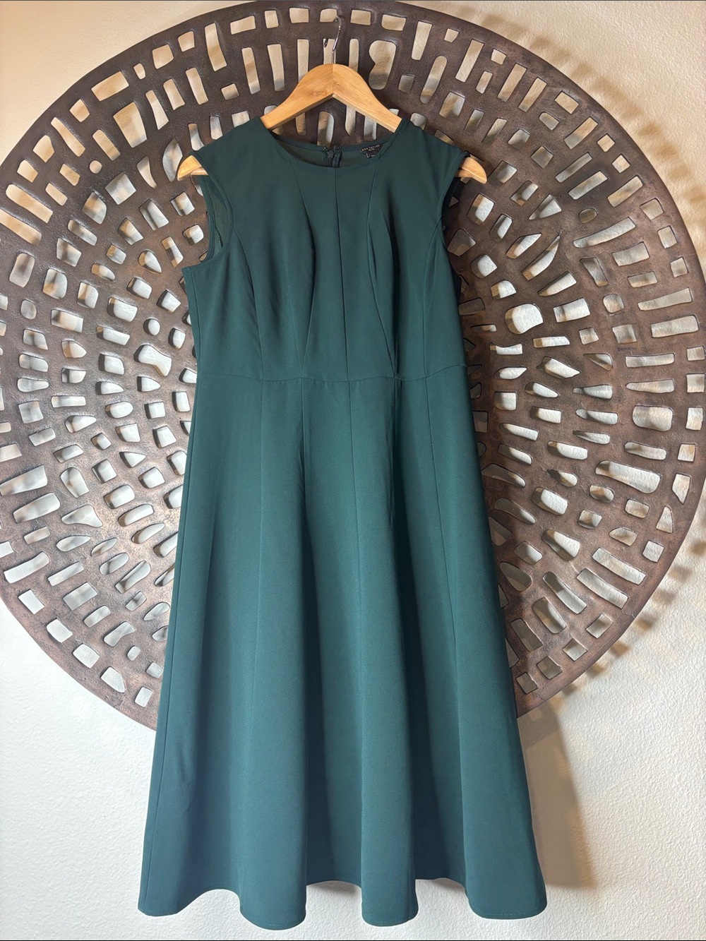 💚 Wedding Guest  Party Emerald Green A-Line Dress 8P Ann Taylor Petite Flowy 💚